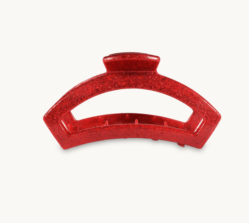 Red Glitter Teleties Open Claw Clip