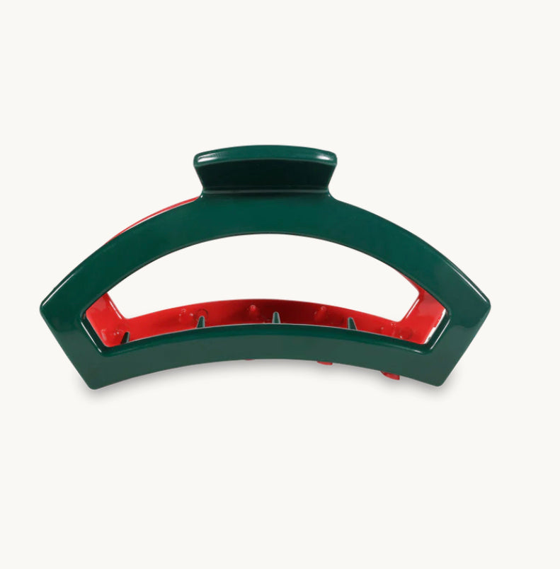 Red and Green Teleties Open Claw Clip