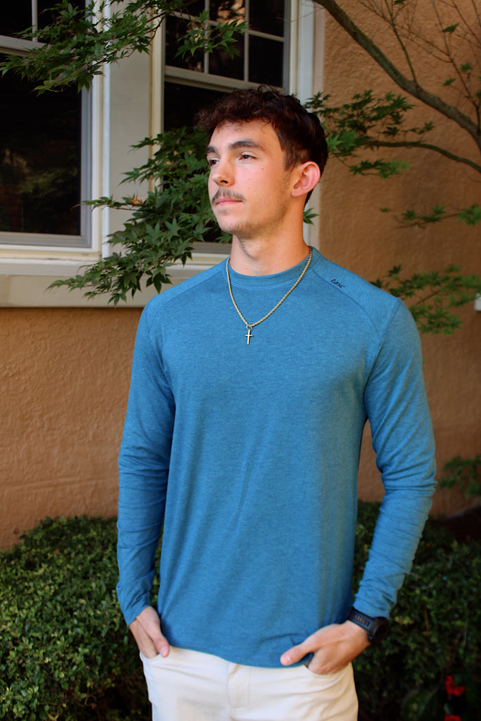 Carrollton Long Sleeve Fitness T-Shirt Blue Heather Ridge